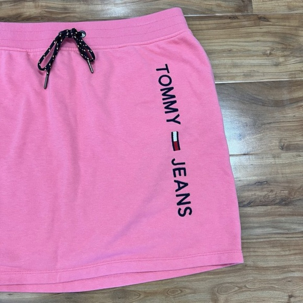 Tommy Jeans Peachy Pink French Terry Skirt Women's Large Drawstring 17" Length - Picture 2 of 6
